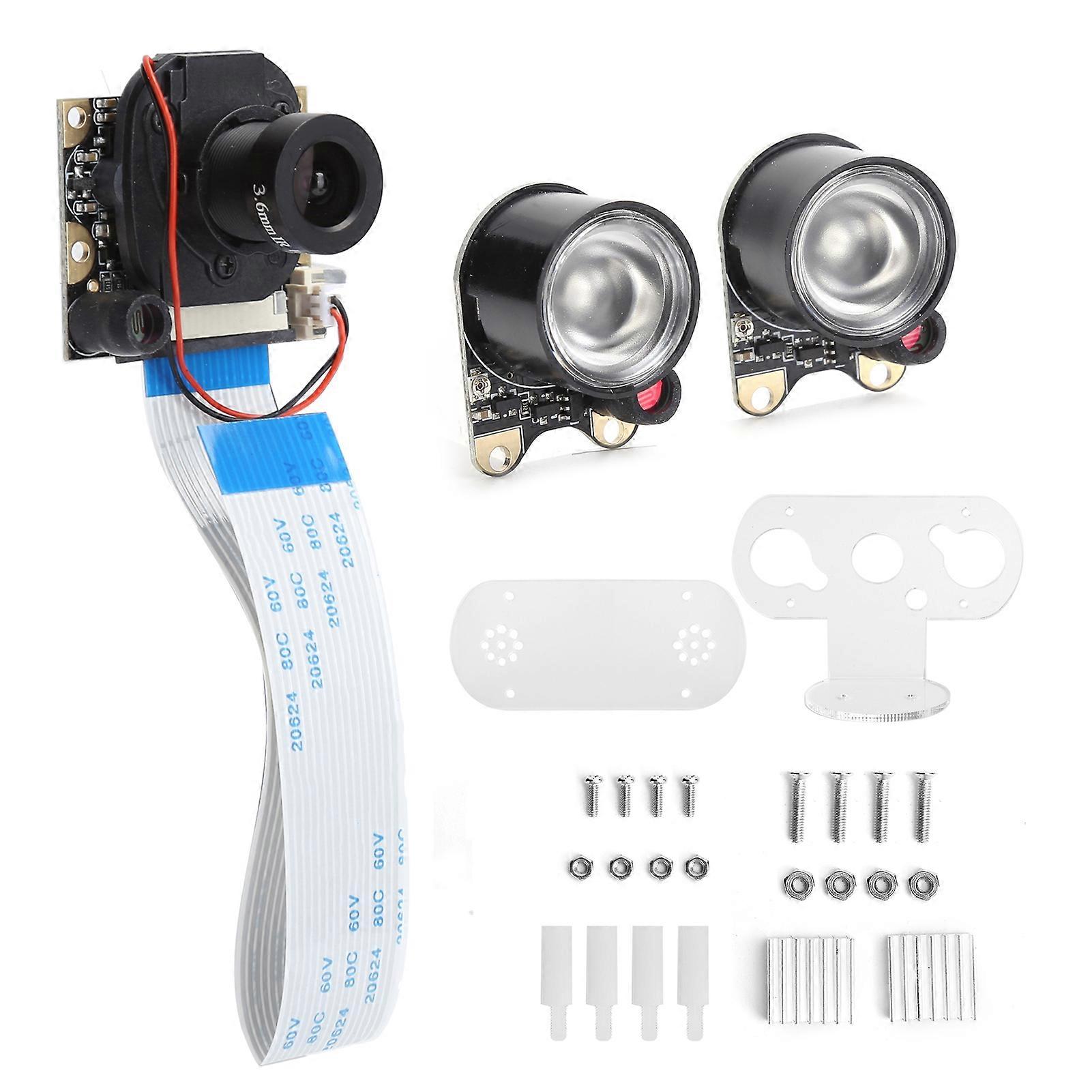 Kamera 5MP HD-modul IRCUT automatisk veksling med infrarødt lys for Raspberry Pi (kamerabrakett)