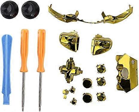 FAMKIT for Xbox One Elite Replacement Full Buttons Bumper Triggers T6 T8 Screw for Xbox ONE Elite Series 1 Controller (Gold)