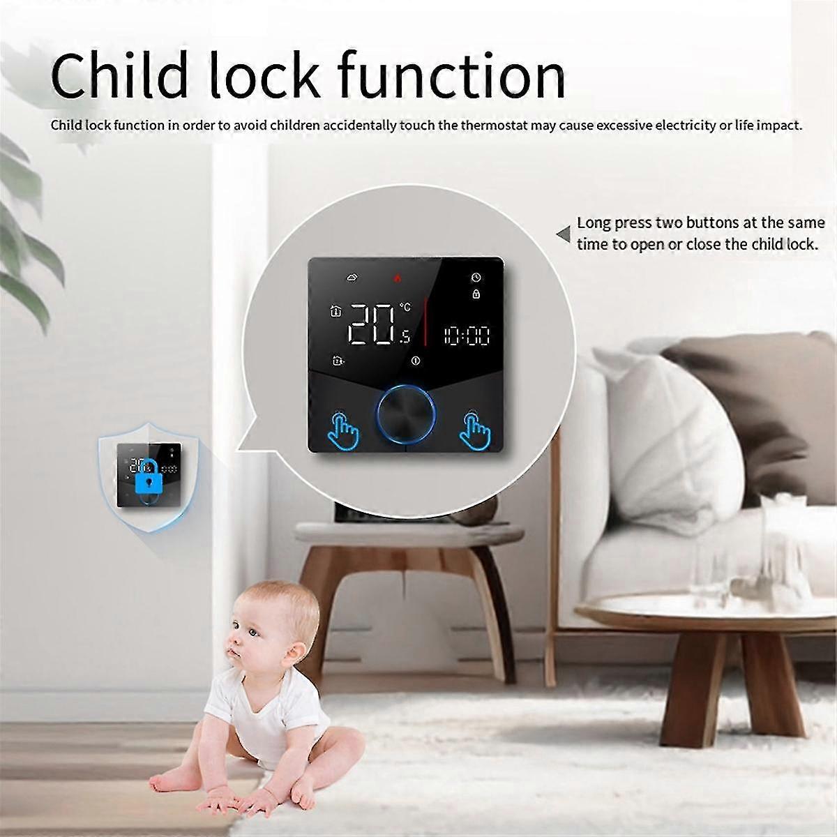 Wifi Gb Graffiti Smart Home Floor Heating Thermostat Knob Switch App Remote Timing Energy Saving Thermostat, White