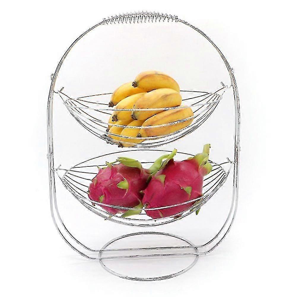 2 Tier Fruit Storage Basket Swing Stand