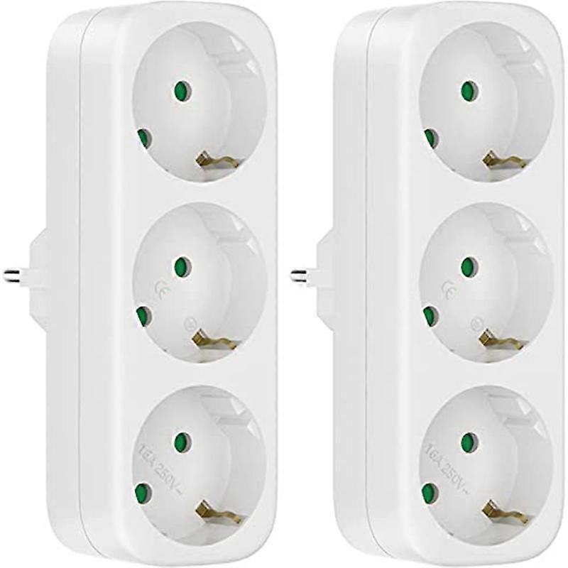 Multi Socket Without Cable, 250V/16A Socket Adapter, Portable Sockets, 3680W Converter Socket EU Plug,2 Pack