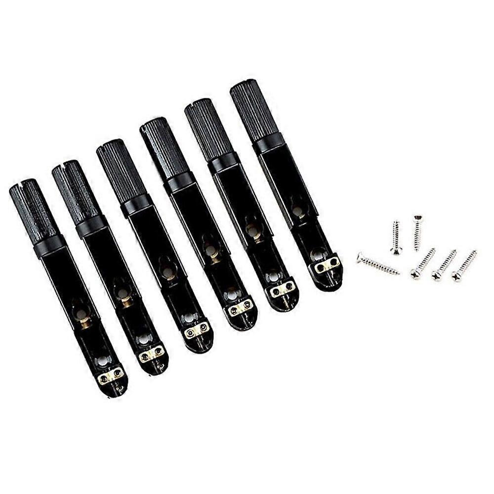 6Pcs 6 Strings Brass Headless Guitar Bridge Single Bridge Repalcement Parts