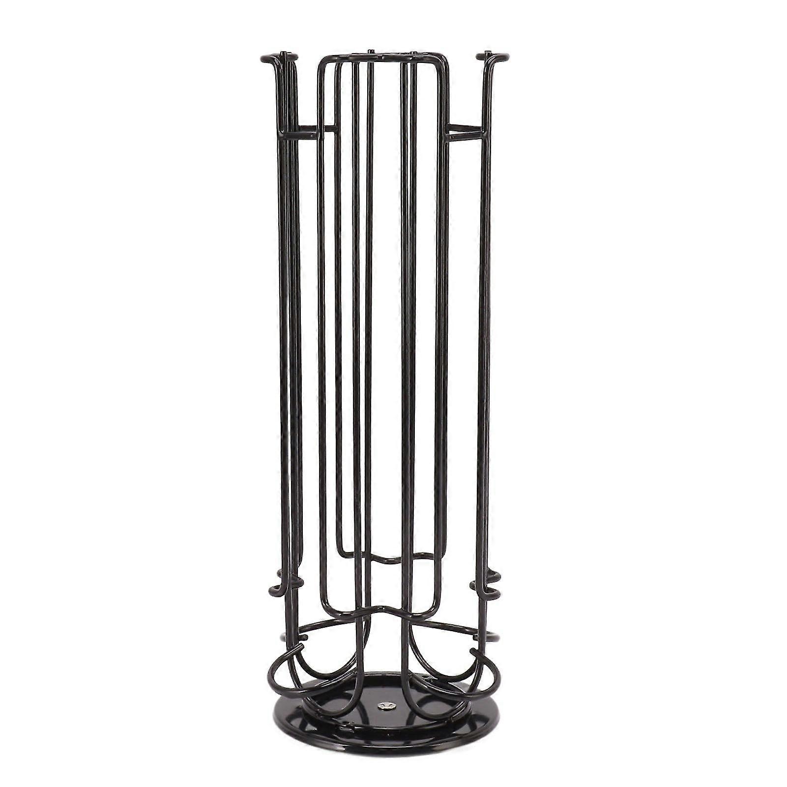 360 Degree Rotating Coffee Pod Carousel Storage Display Rack Stand compatible with 24 Coffee Pods - Black