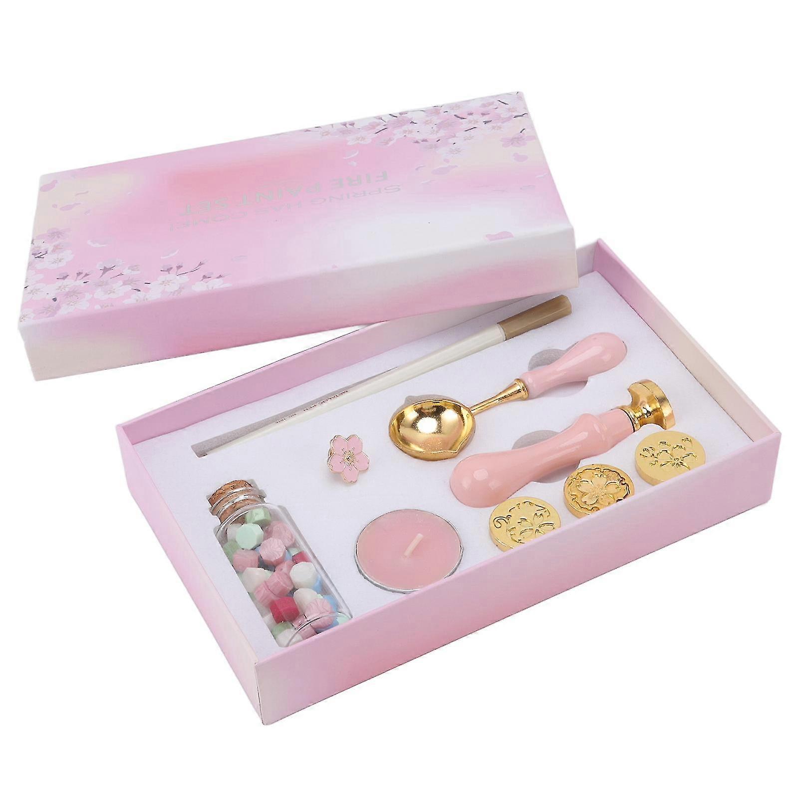 Sakura Brooch Design Wax Seal Stamp Kit - Pink Envelope Invitation Seal