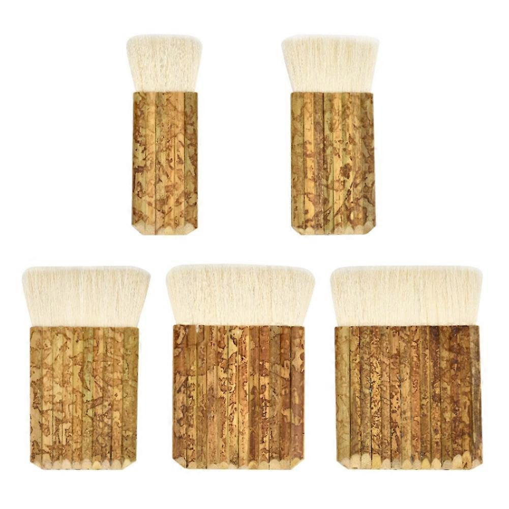 5 Size Hake Blender Brush, Bamboo Handle Brushes Wide Wool Brushes Watercolor Brushes for Kiln Wash