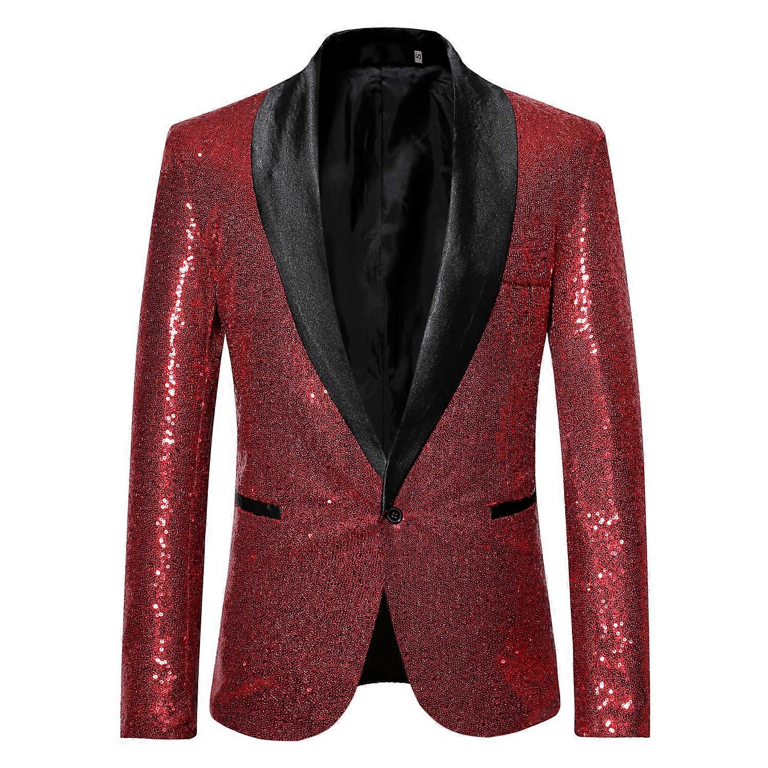 Moda męska Sequin Casual Blazer Wediing Celebration Suit Jacket