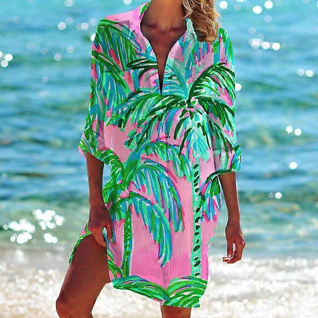 أزياء نسائية الصيف بلوزات طويلة الأكمام رفض زر Blusa حتى قميص المكتب ملابس الشاطئ واقية من الشمس بلوزة جيب بوهو قمم