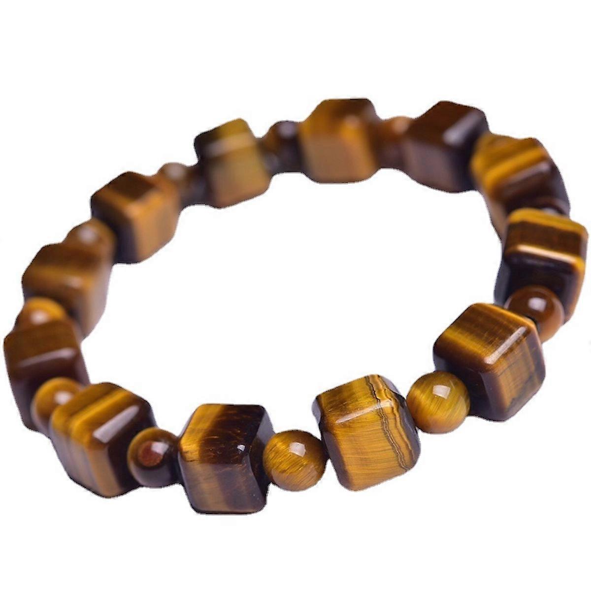 Round and Square Beads Tiger's Eye Stone Bracelet Zodiac Year of Birth Bangle for Men