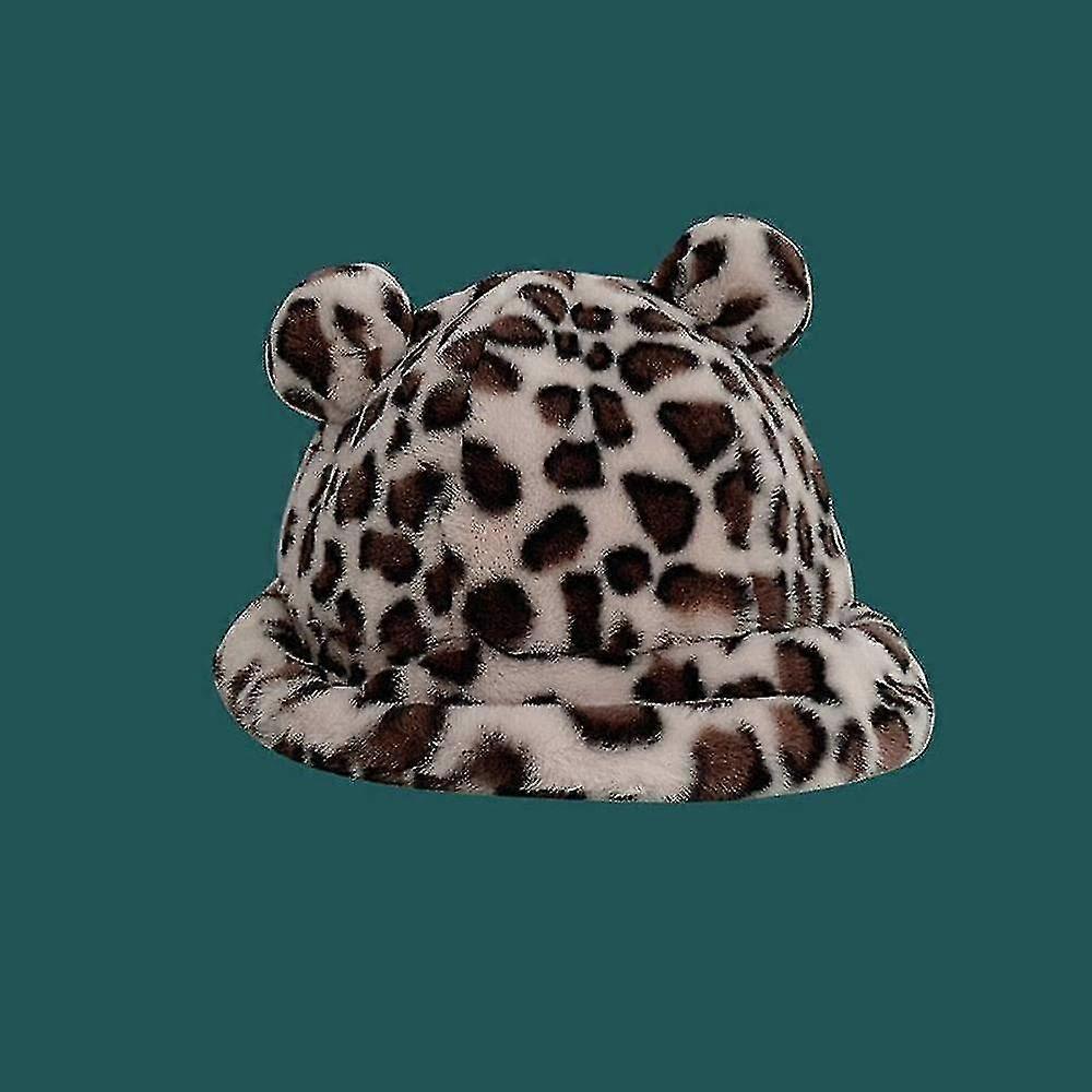 Cau De Pcheur - Mode Automne Et Hiver Lopard Seau Cau Ours Oreille Boule Peluche Pcheur Cau Doux Chaleur Paissi Extrieur Seau Cau Pour