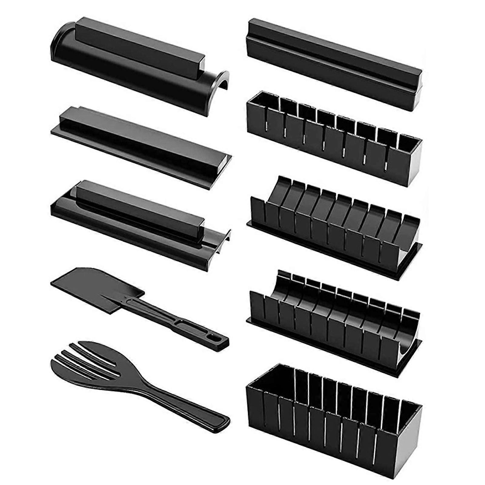 10 PCS Sushi Making Kit All in One Sushi Set Rice Roll Maker DIY Sushi Mold with Different-Shaped Molds Fork Spatula Home Sushi Making Tool