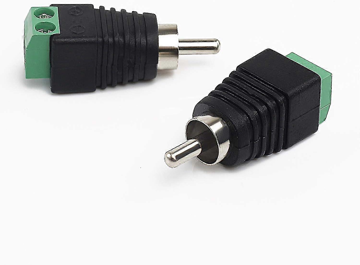 2pcs Rca Cable Audio Adapter Male Plug To Av Screw Terminal Audio Video ...
