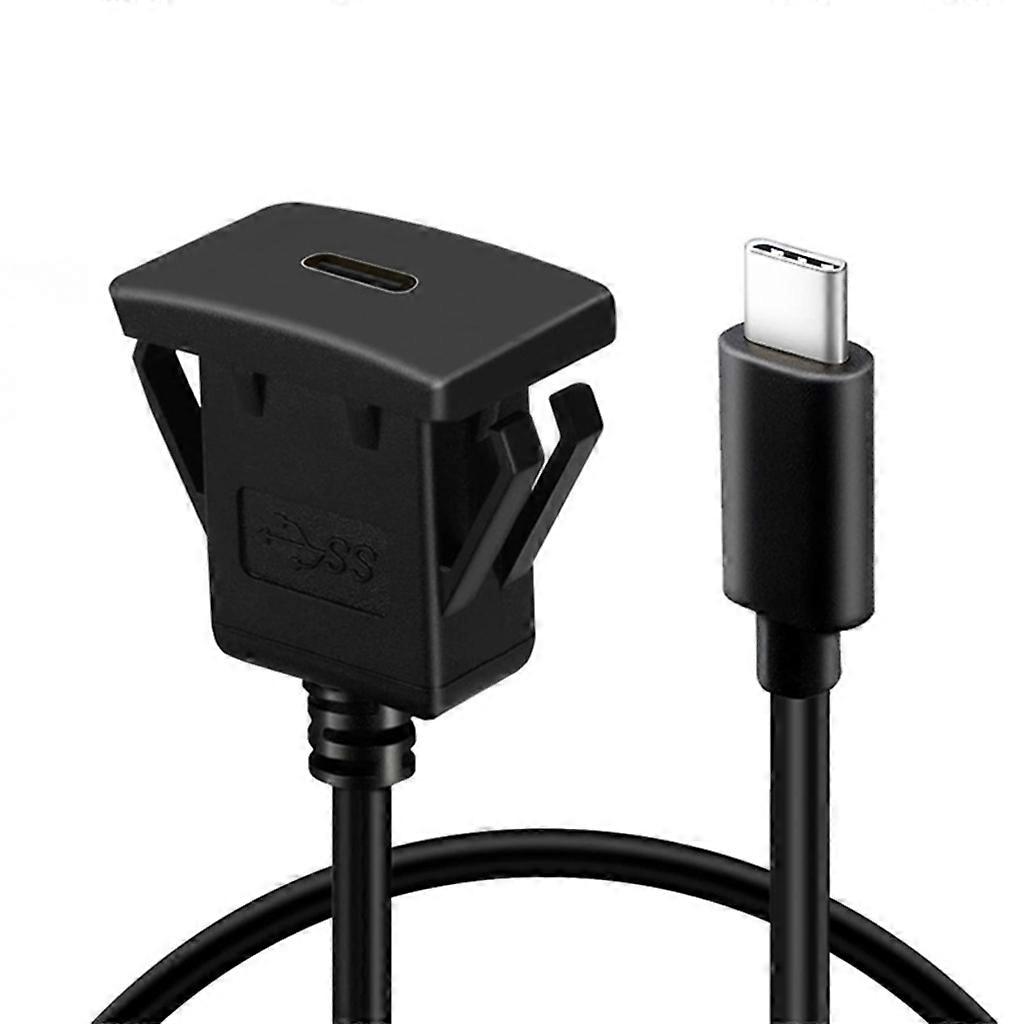 Universal Square Single Port Type C Panel Flush Mount Extension Cable Expand Data Transfer and Accessory Input 39.37in