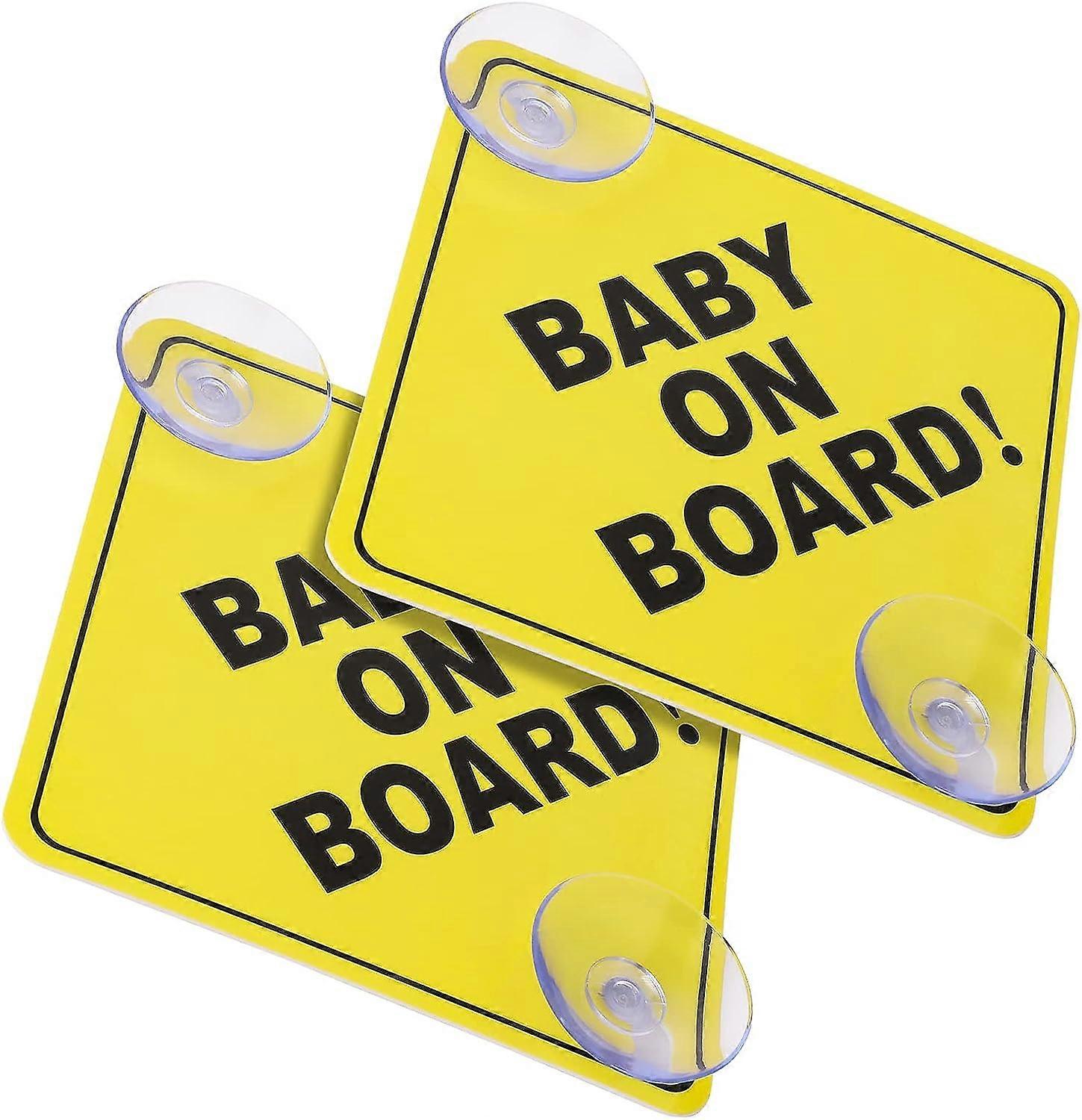 2pcs 12x12cm Baby On Board Car Warning Signs With Double Suction Cup Baby In Car Sticker For Car Window Reusable Sticker