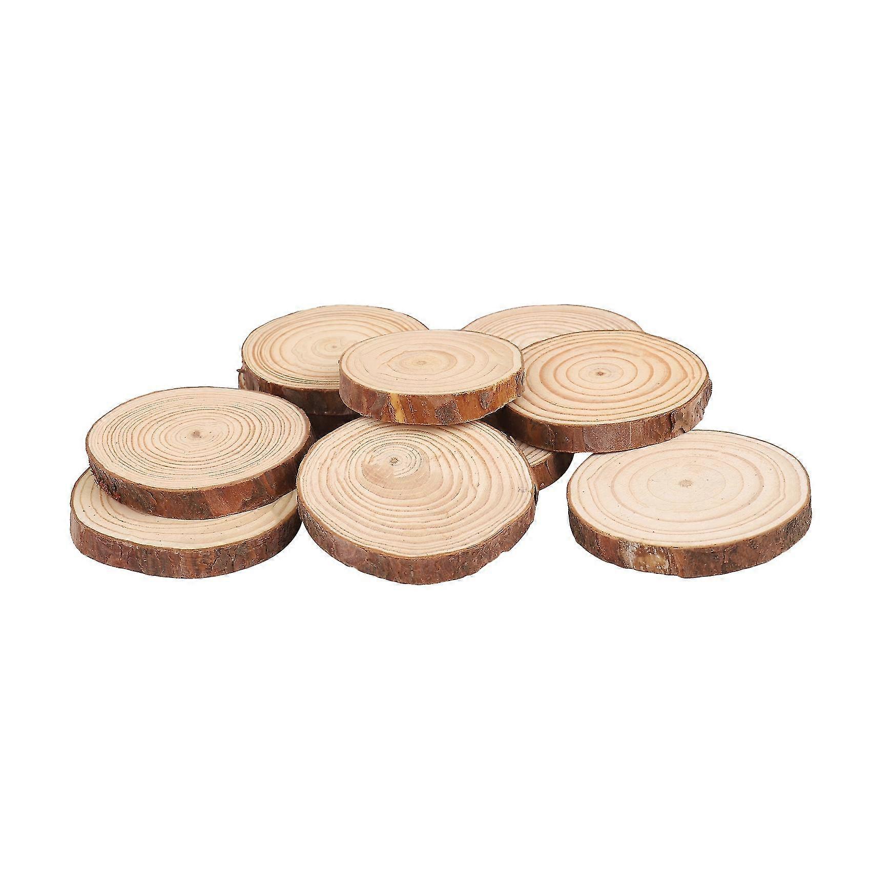 10pcs Natural Tree Round Wood Log Slice For Wedding Centerpiece Bark Table Decor