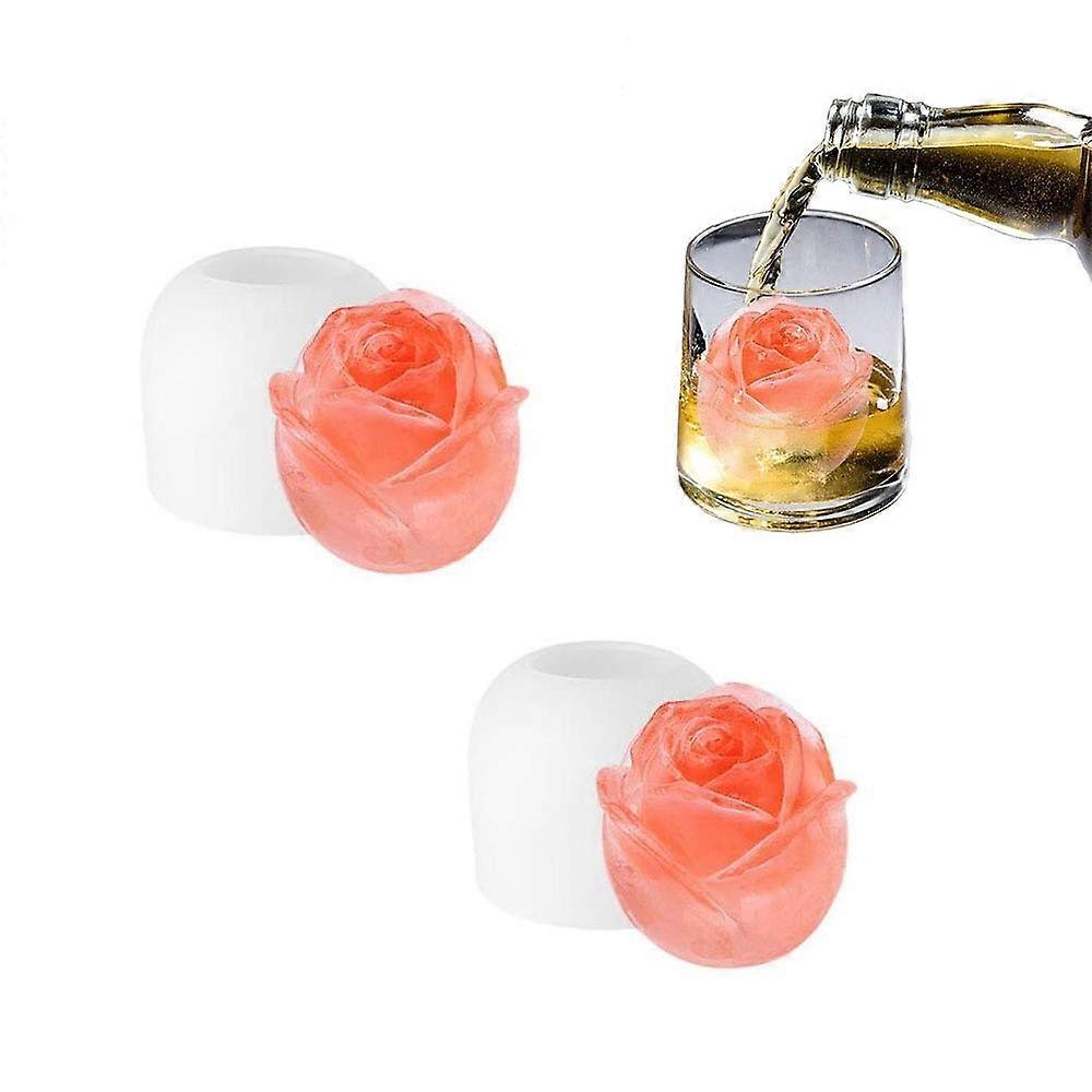 2 Pack Rose Ice Cube Maker, 3D Rose Shape Ice Cube Mold, Silicone Rose Ice Ball