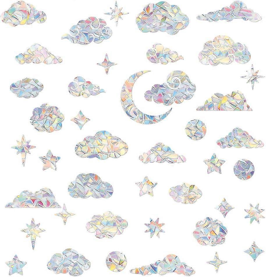 Shining Clouds Window Stickers Moon Window Stickers Shining Stars Window Clings Floor Clings Self Adhesive Sticker Sparkling Window Decals for Bird St
