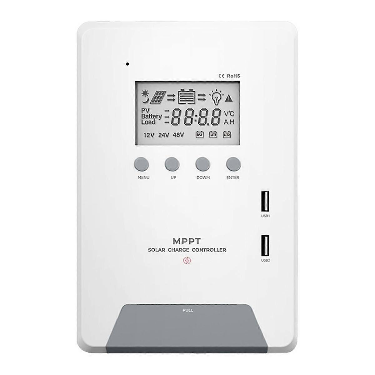 MPPT Solar Charge Controller 30A 12V/24V Dual USB Solar Controller with LCD Display for Solar Power Smart Home