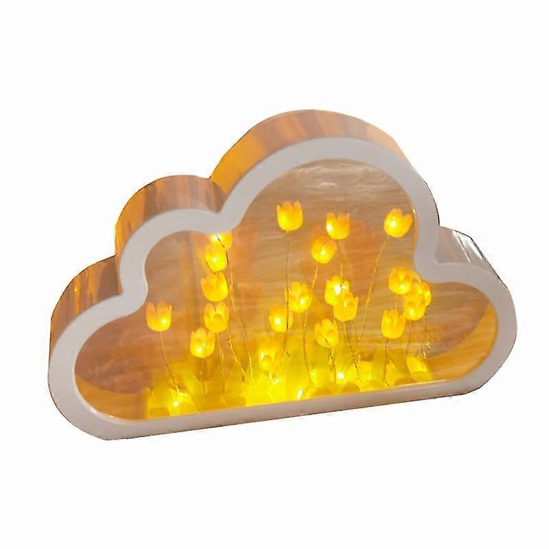 Diy Tulip Night Light, Cloud Tulip Mirror Night Light Tw