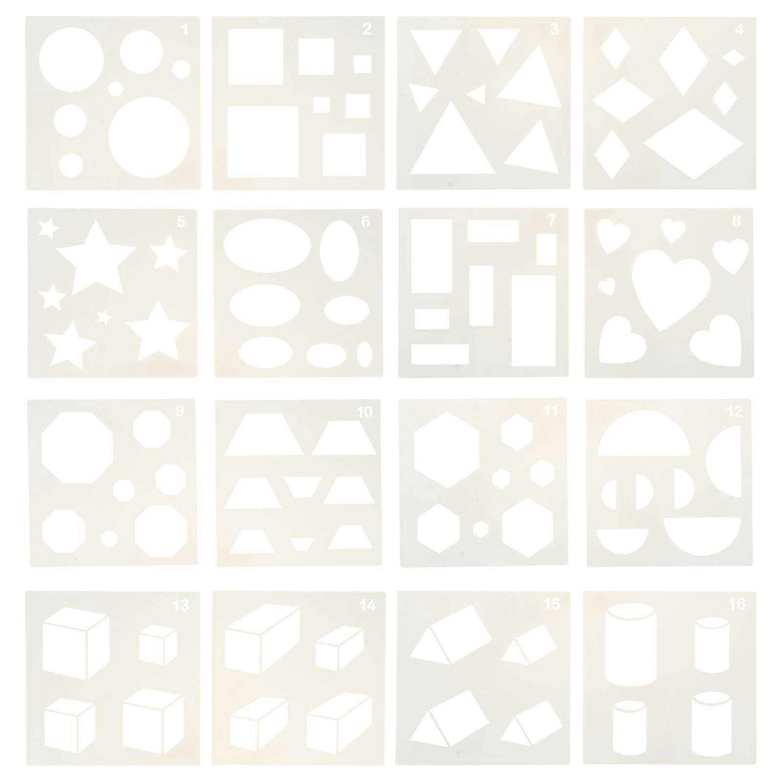 16pcs Learning Resources Primary Shape Template Set Geometric Tracing Helper