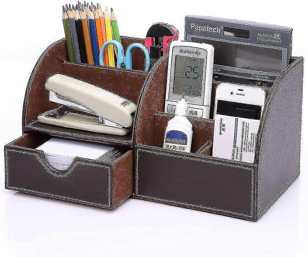 7 Fächer Pu Leder Multifunktions-Schreibtisch Organizer