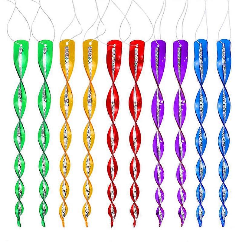10Pcs Bird Deterrent Rod 360 Degree Rotation Garden Protection Vibrant Color Reflective Wind Spiral Bird Deterrent Tool for Orchard Qinhai