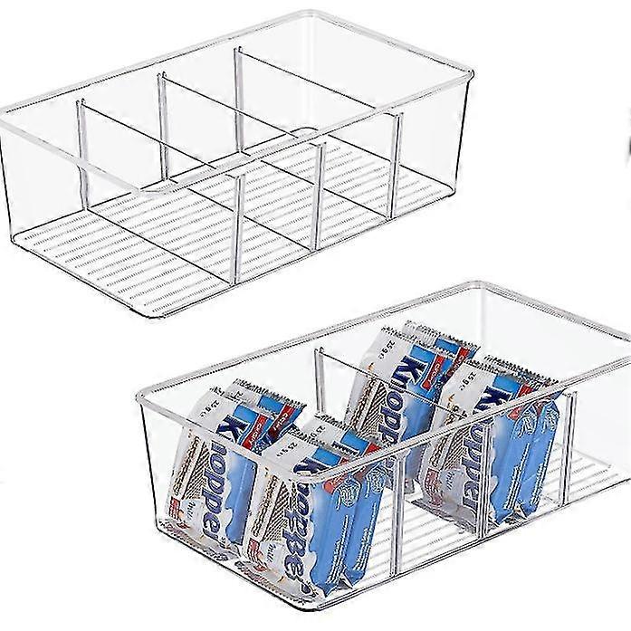 2 Pack Food Storage Organizer Bins, Clear Plastic Storage Bins