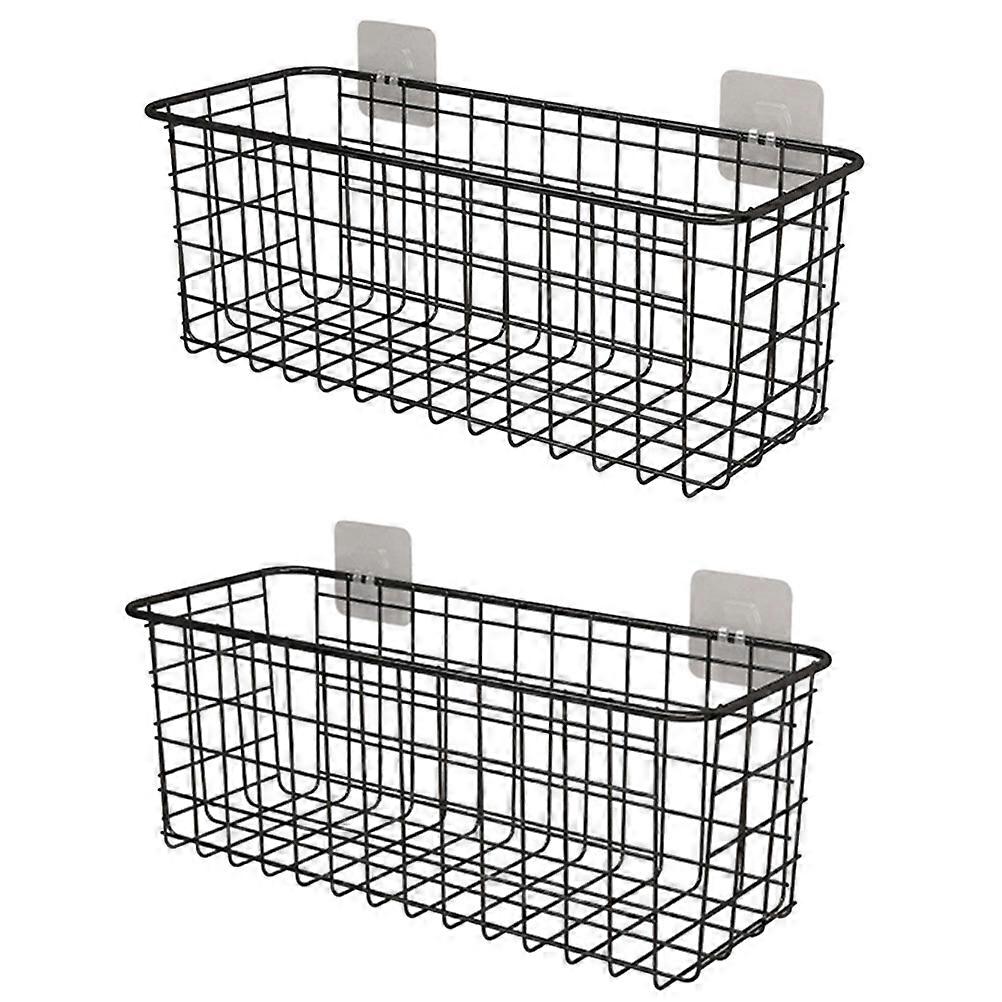 2pcs Iron Storage Baskets Iron Storage Holders for Kitchen Home Black