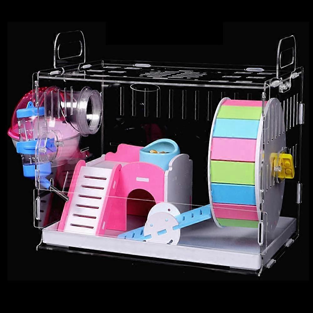 Hamsterbure til små kæledyr Mus- og ørkenrottebure med hjul, hamsterskjulested og vand