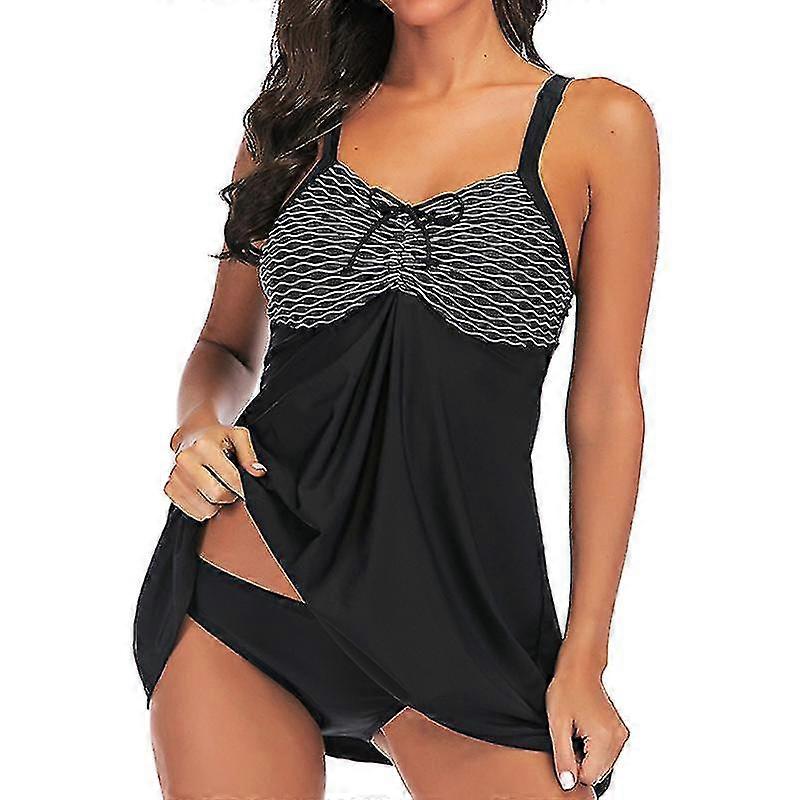Frauen Tankini Set Bauchkontrolle Badekleid Badeanzug Liegestütz Gepolsterte Bademode Badeanzug Strandbekleidung Zweiteiliges Top und Slip
