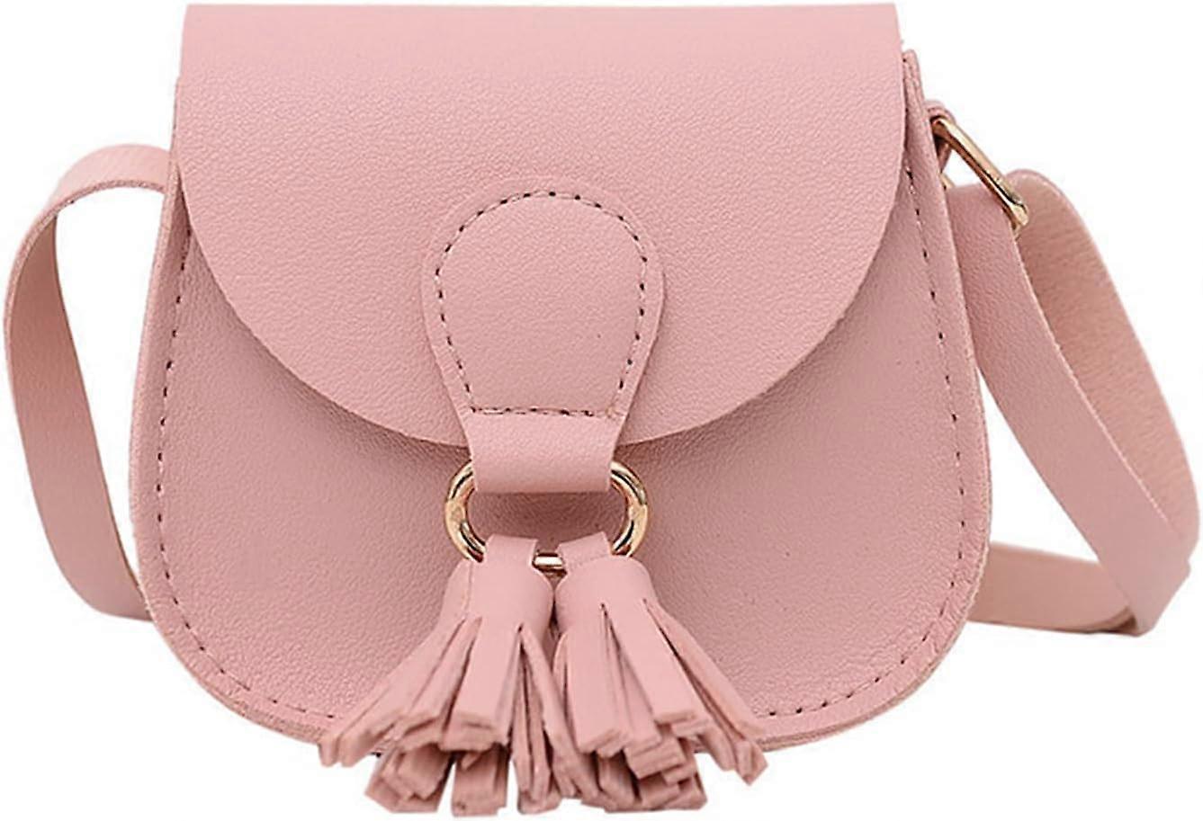 YC חתול תיק כתף ציצית ארנק מטבעות קטן תיק מוצלב לילדים בנות, סגול (5.1 אינץ 'x 5.9 אינץ '), ורוד מידה אחת