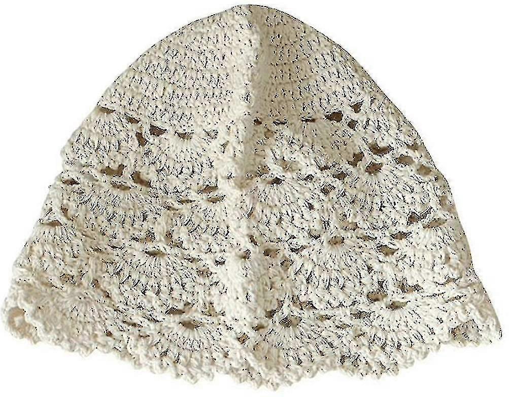 女性 中空アウトビーニー 手作りかぎ針編みレース 帽子 ターバンキャップ