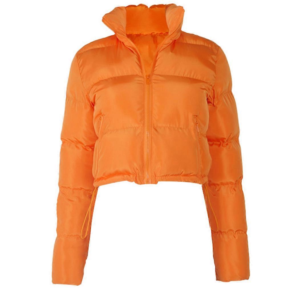 Women Long Sleeve Puffer for Jacket Zip Up Solid Color Drawstring Hem Cropped Coat