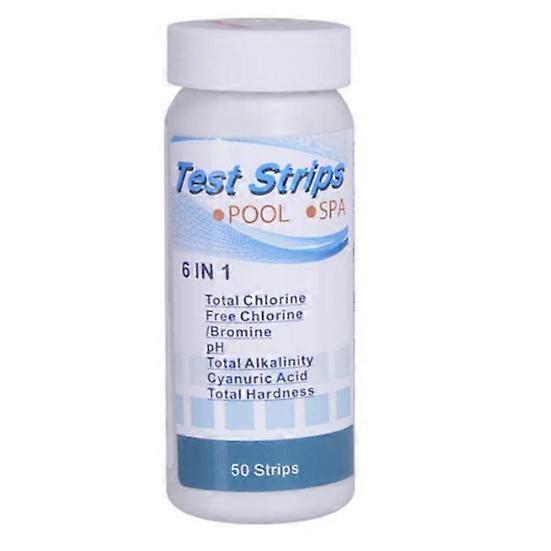 50Pcs 6 in 1 SPA Pool Test Strips for PH Total Chlorine Alkalinity Cyanuric Acid