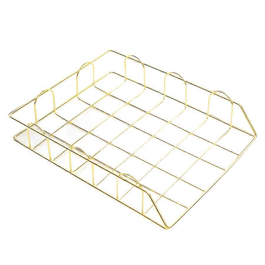 Golden Iron Document Rack - Stackable Single Layer Office Storage