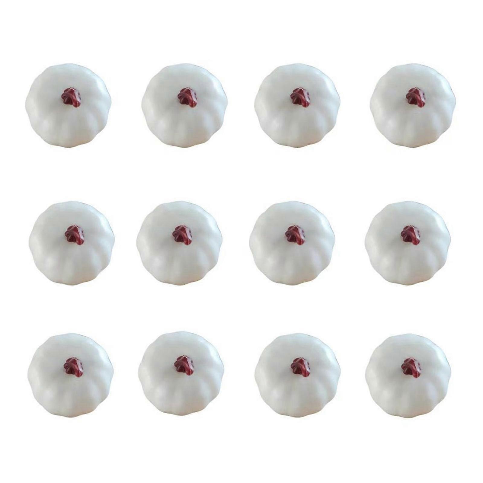 12pcs Artificial Pumpkin Foam Realistic Vegetable Simulation Pumpkin Display Photography Props for Halloween Parties White