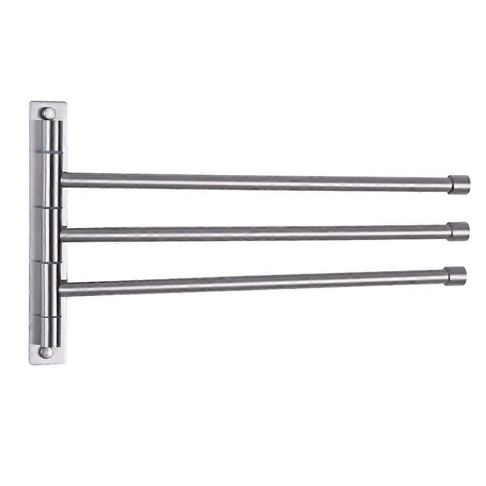 Stainless Steel 3-Bar Folding Arm Swivel Towel Rack Wall Mount Organizer Rustproof Brushed Finish Bathroom Storage