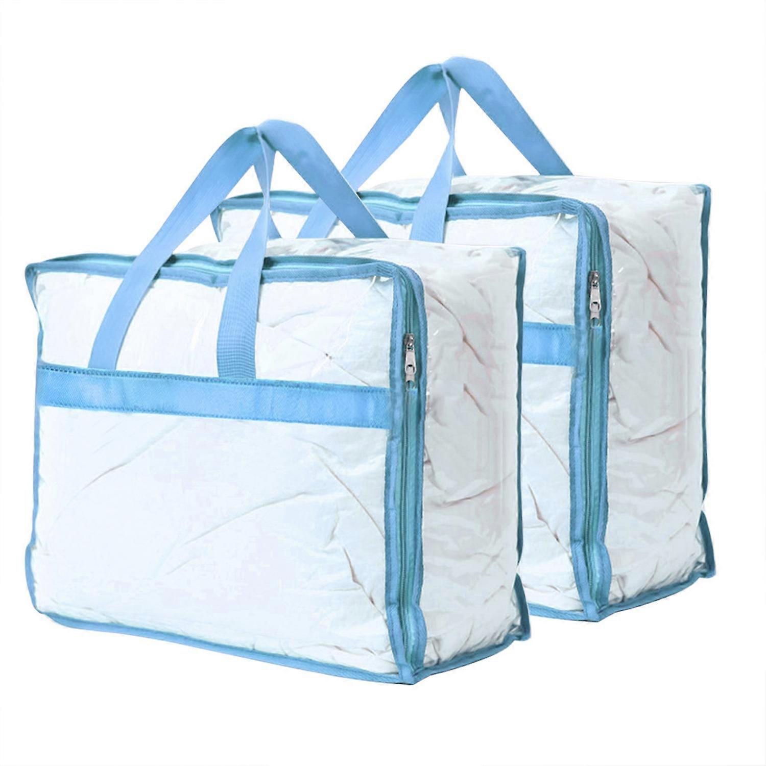 2Pcs Clothes Storage Bag Large Capacity Portable Handle Zipper Heavy Duty Foldable Multifunctional