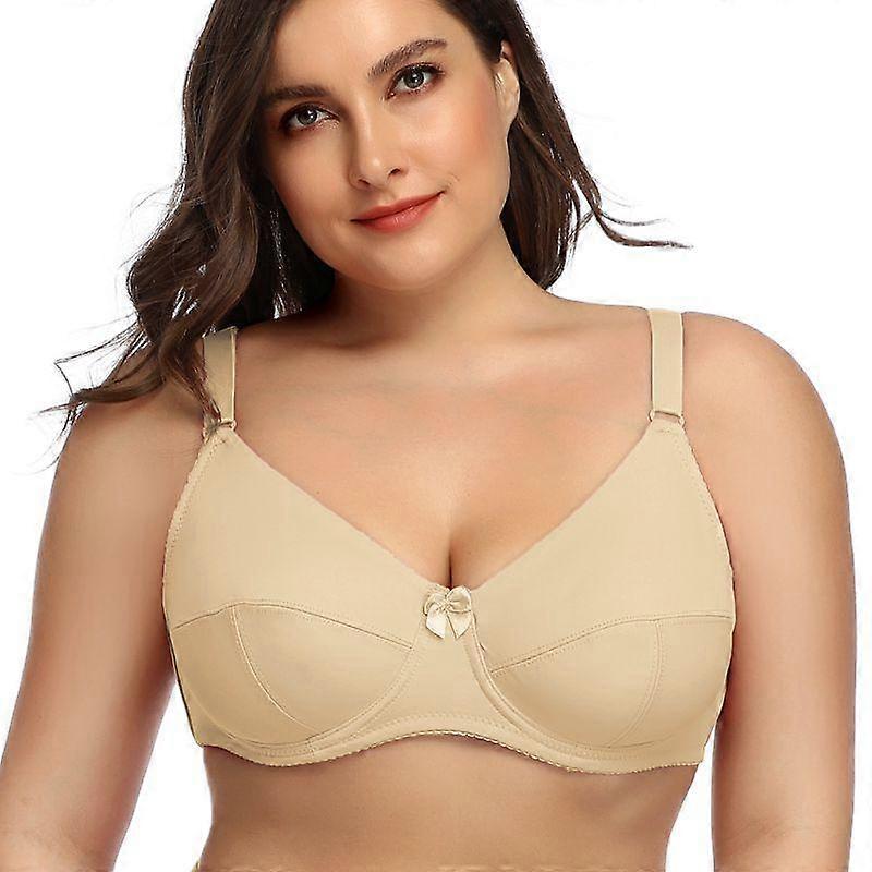 Plus Size Bow Underwire Bra for Women Solid Non Padded Lingerie 80D 85D 90D 95D 100D 105D D Cup Full Coverage Non Padded Brassiere