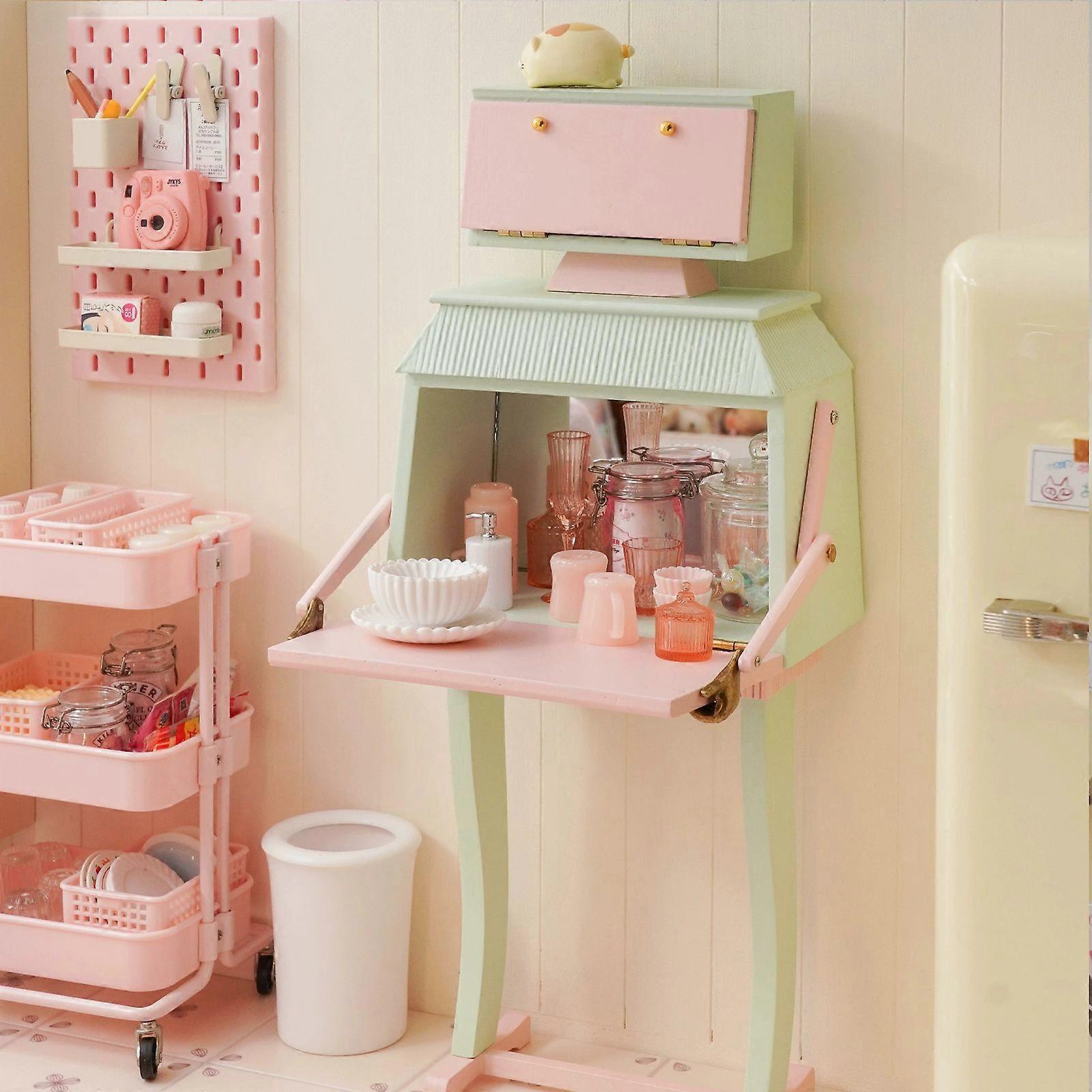 1/6 Scale Miniatures robot wine cabinet with Mirror Furniture Accessory