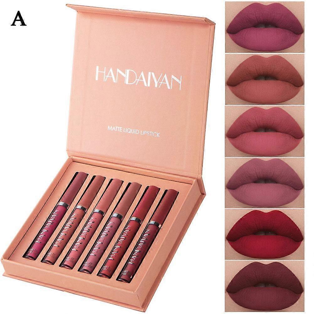 6-teiliges Set mit mattem, flüssigem Lippenstift, permanentem Lippenstift-Set