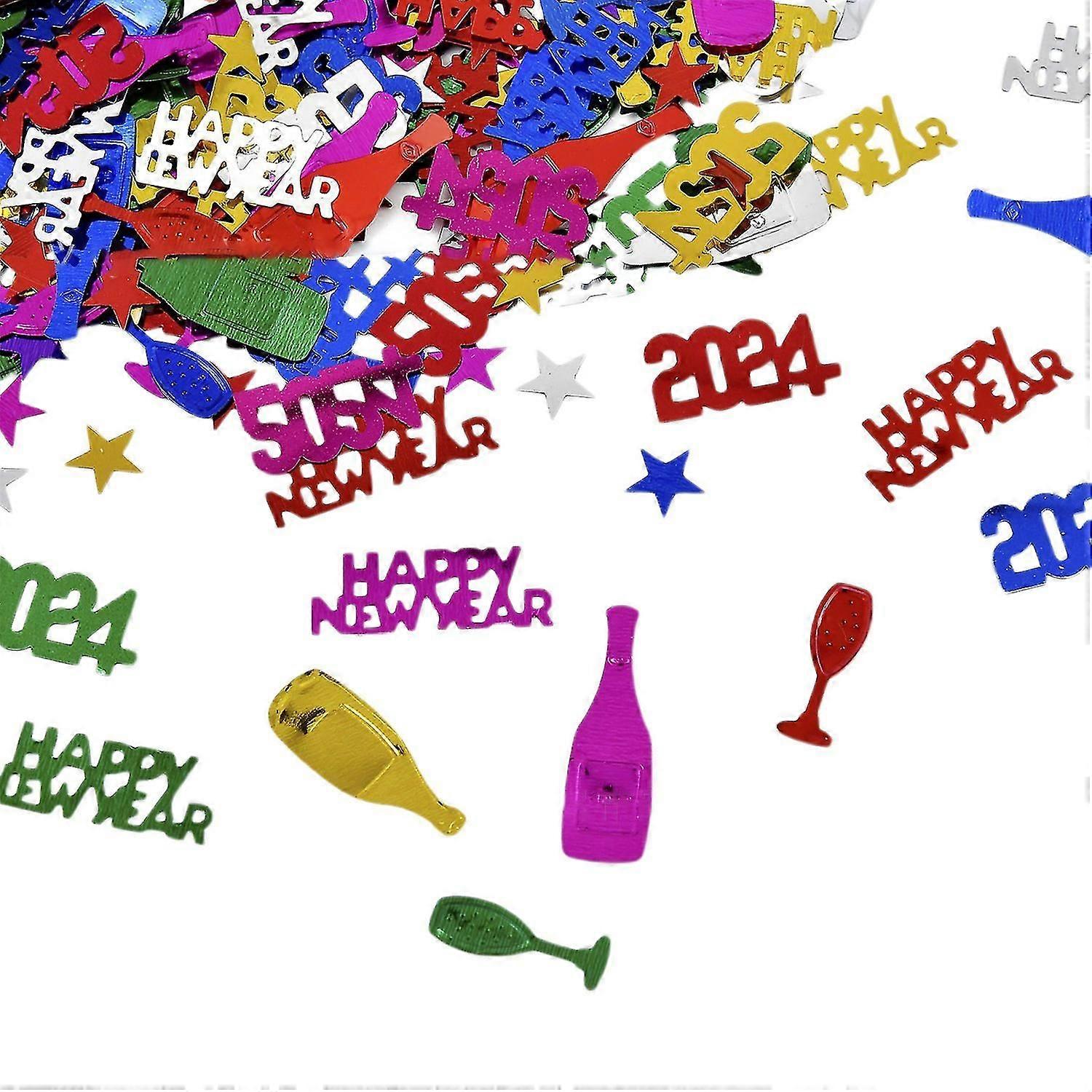 1 Set 2024 Happy New Year Confetti Elegant Black Golden Silver Color Confetti for Parties Holiday