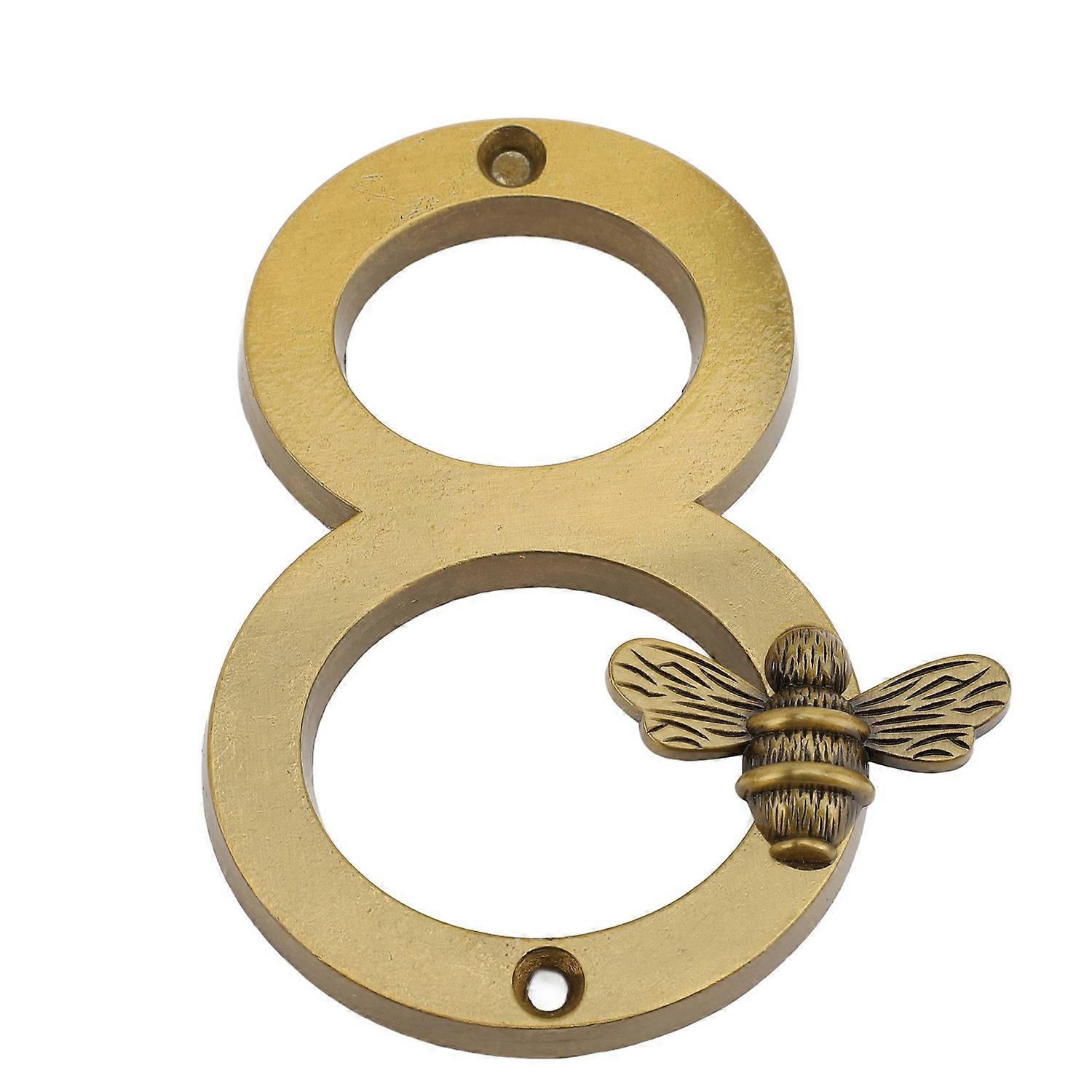 Bee House Number Sign Alloy Modern Outside House Address Number for Mailbox Garden Gold 8