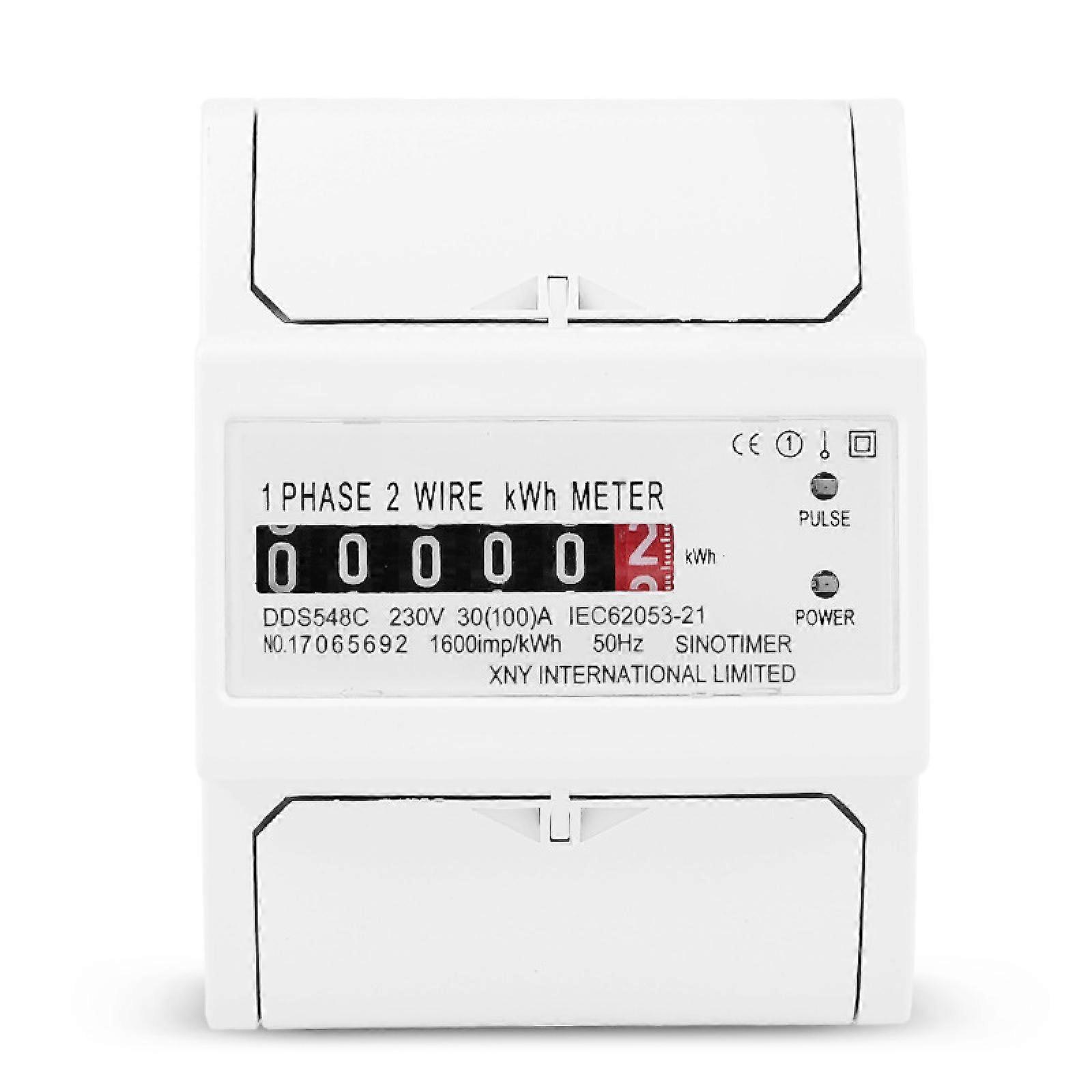 DDS548C Digital Single Phase Energy Meter Tester Electricity Usage Monitor 4P Rail Electricity Power Consumption Wattmeter Energy Meter 30-100A 230V_S