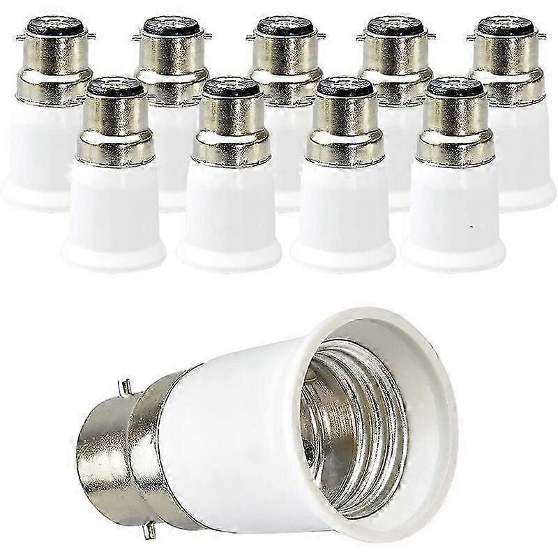 B22 to E27 Socket Converter, Socket Adapter for LED Bulbs and Halogen Bulbs, Max Power 200W, 0~250V, 120 Degree Heat Resistant, Pack of 10