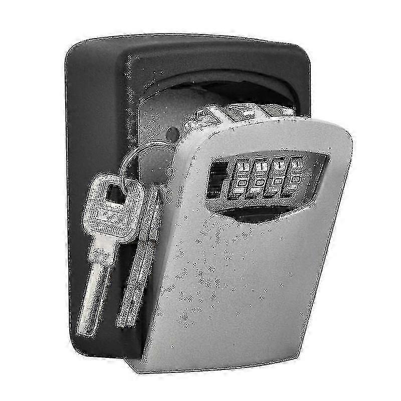 4 Digit Wall Mounted Key Safe Outdoor Combination Lock - Black / Grey