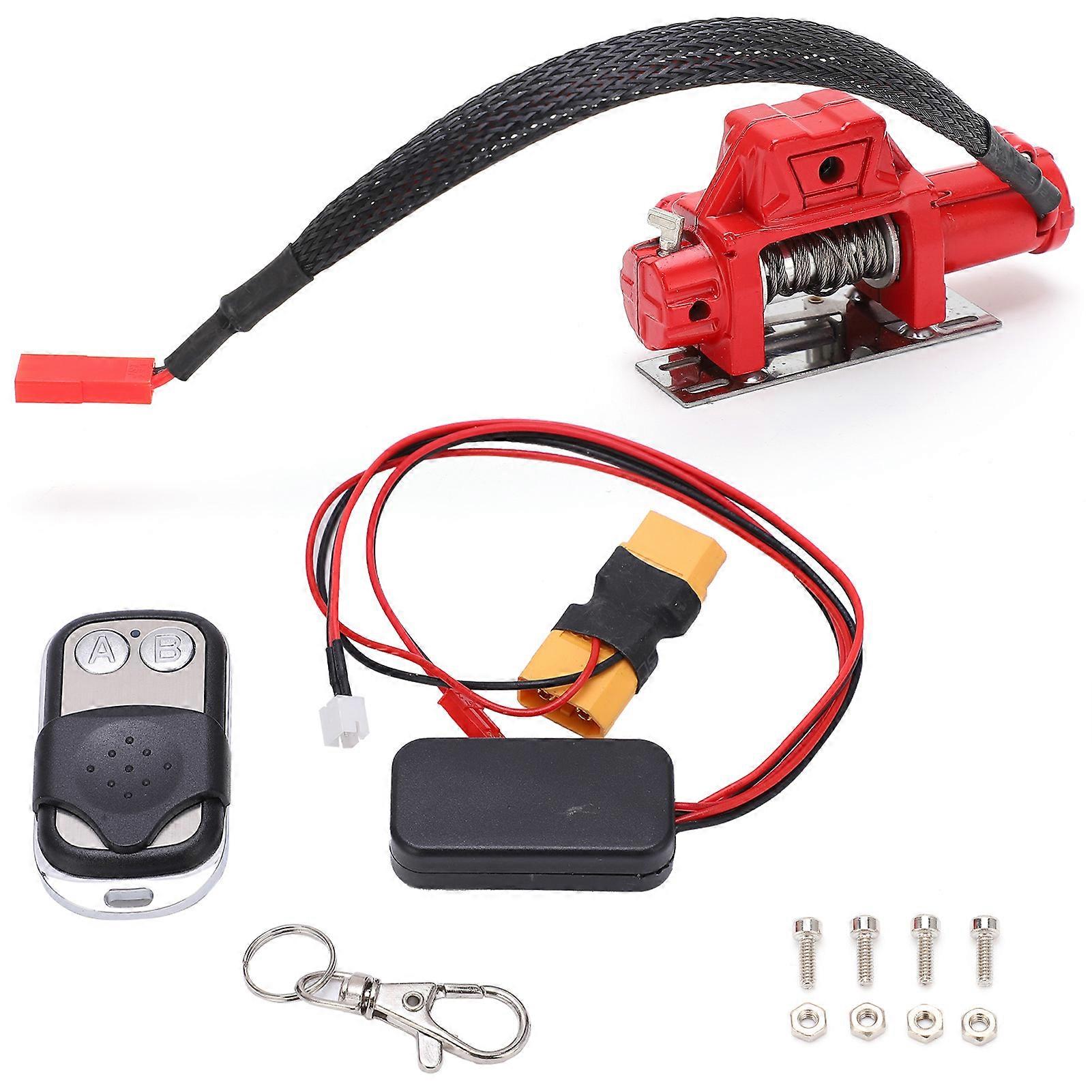 RC Automatic Winch and Wireless Remote Controller Receiver Simulation for Axial SCX10 1/10 RC CarRed
