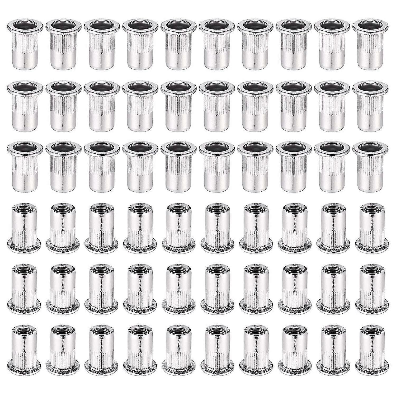 60 Pieces 304 Stainless Steel M6 Rivet Nut Flat Head Blind Nut Threaded Rivet Rivet Nut For Threaded Insert Pliers
