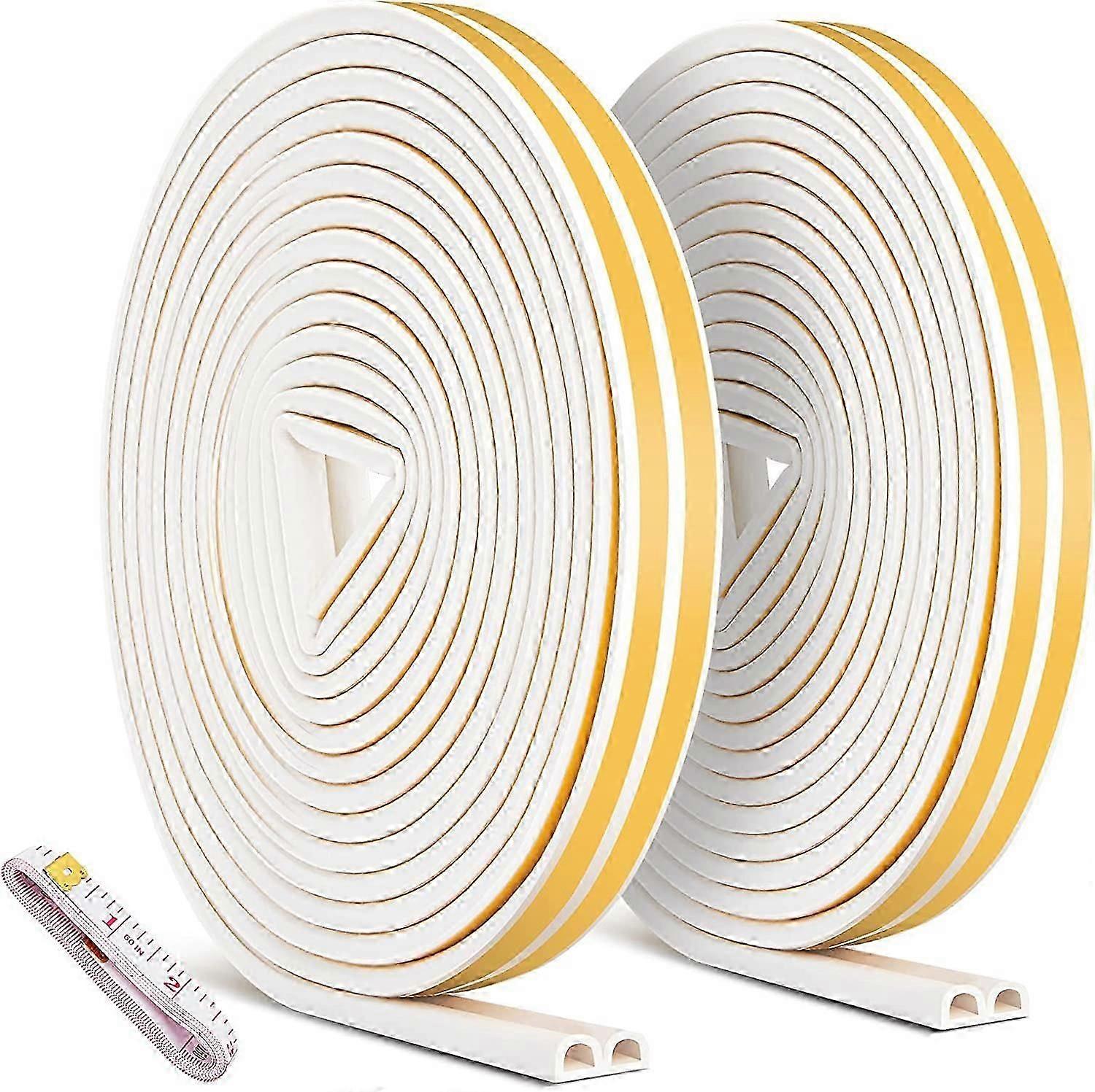 2 Pack 12m Seal Strip, Self-Adhesive Anti-Collision Door Seal, Door and Window Seal Strip for Weatherproof/Sound Insulation - 9mm*6mm