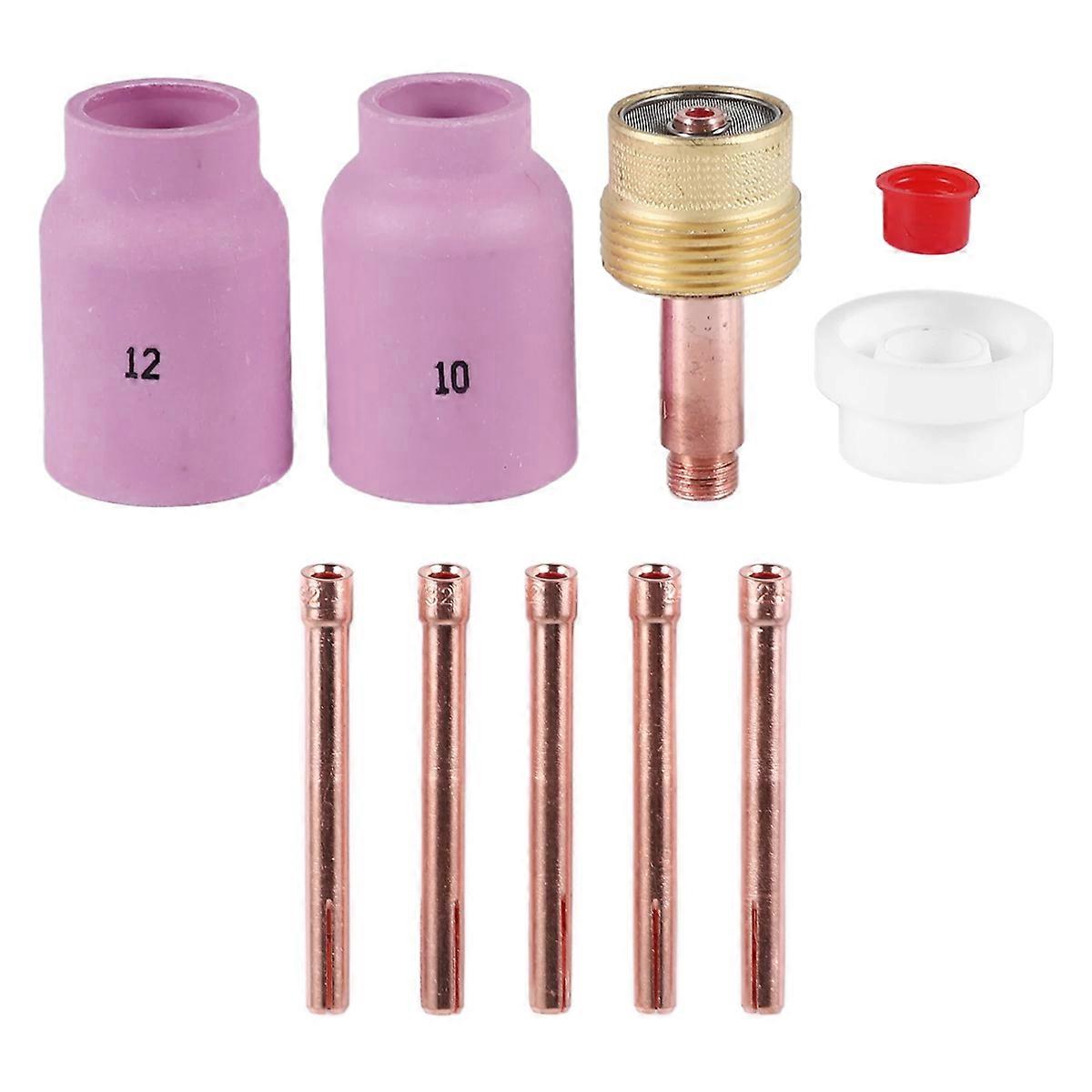 9Pcs TIG Welding Torch Large Long Gas Lens & Alumina Cup for WP17 WP18 WP26 TIG Collet Bodies Spares