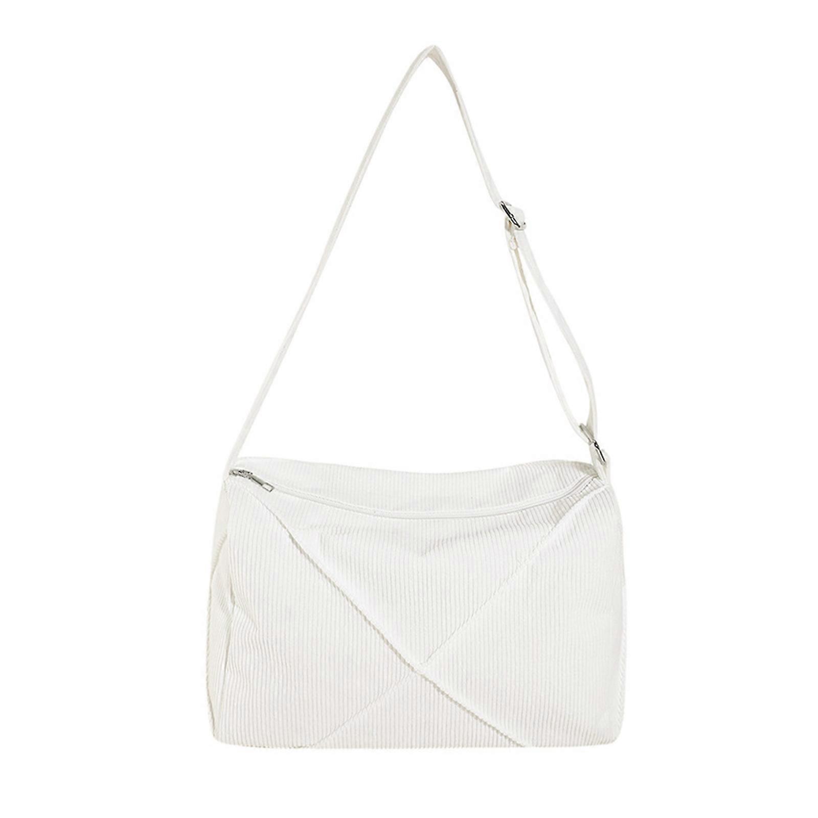Modern Corduroy Crossbody Bag with Adjustable Shoulder Strap Great for Various Occasions and Outfit Styles White
